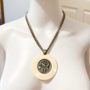 Vintage Bold Zodiac Scorpio Pendant Disc Necklace Large
Astrological Round